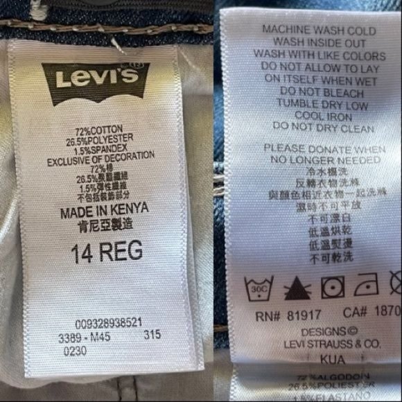 Levi’s Girl's Skinny Jeans with Classic Fit -14Reg - Picture 15 of 16